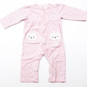 Carter's baby girl pink animal print snap up jumpsuit